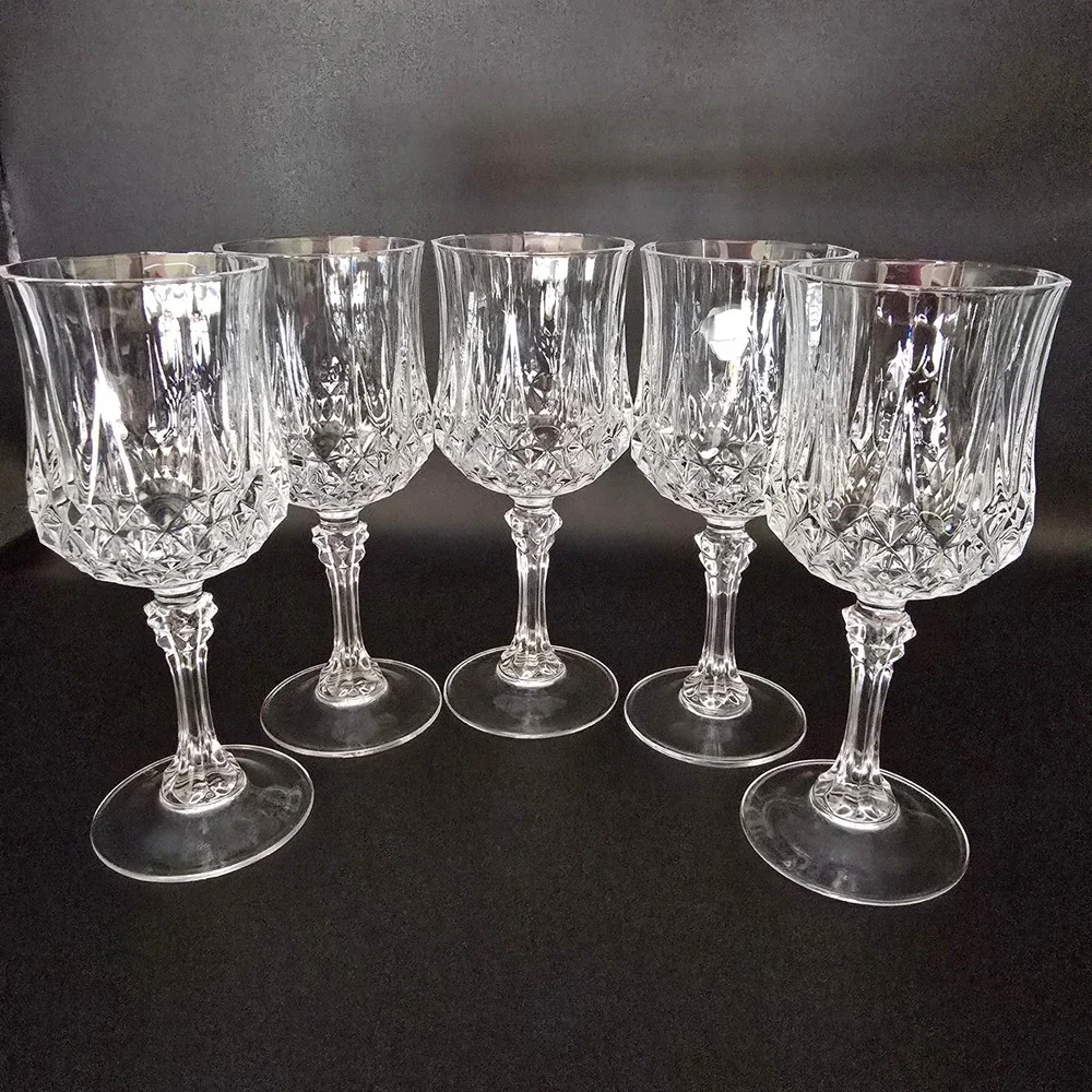 Elegant‎ Set of 5 Crystal D'Arques Cut Wine Glasses Stemware Clear Glassware